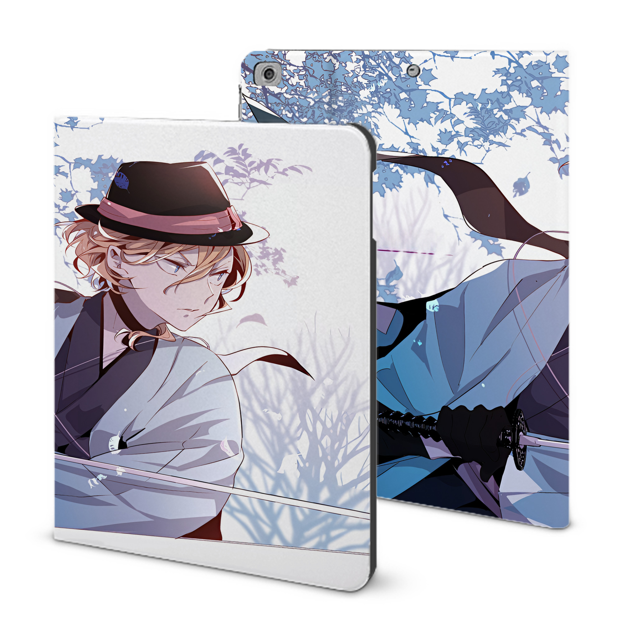 （画像用） 文豪ストレイドッグス Bungo Stray Dogs IPad ケース ブック型 PUレザー TPU 耐衝撃 軽量 薄型 ペン収納なし 全面保護 IPad 各モデル対応